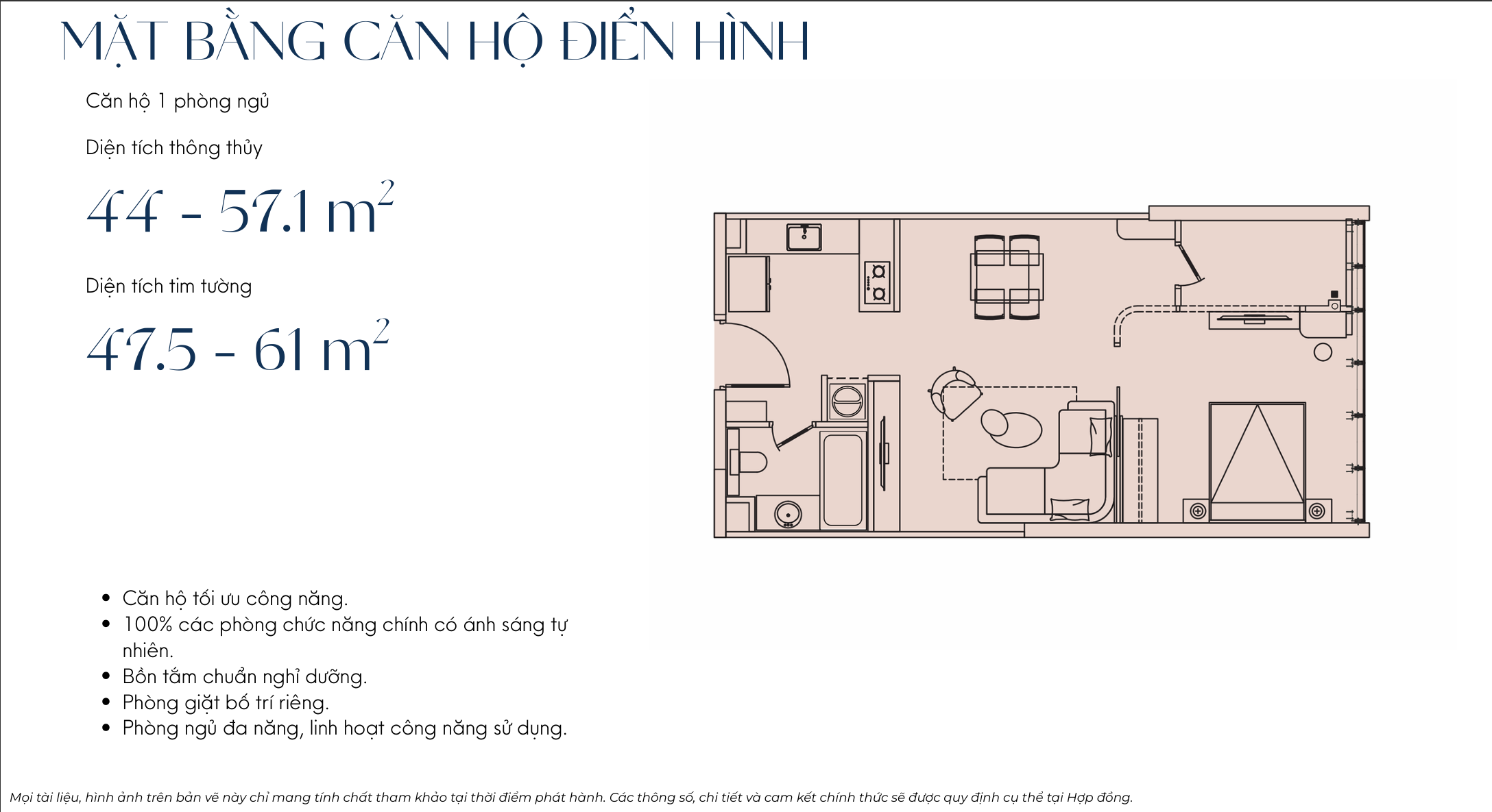 Thiết kế Căn 1 Phòng ngủ D'. Diamant Bleu
